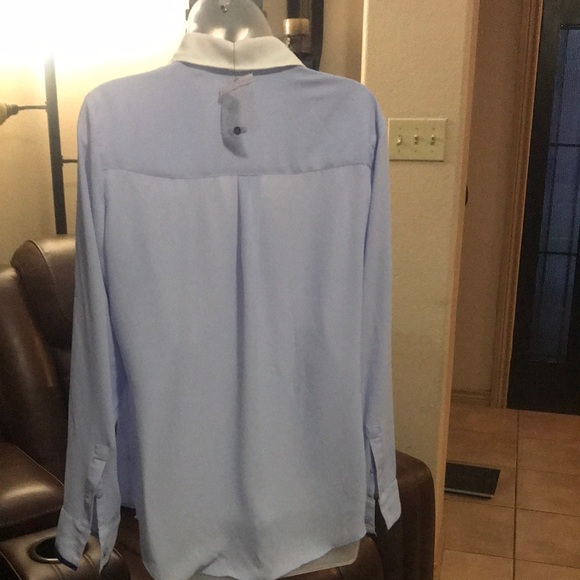 Express portofino Blue Blouse with Rolled Sleeves and Original Fit - Picture 5 of 5